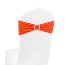 100 шт. оранжевая лайкра спандекс стул Обложка с пряжкой для вечерние украшение для свадебного банкета