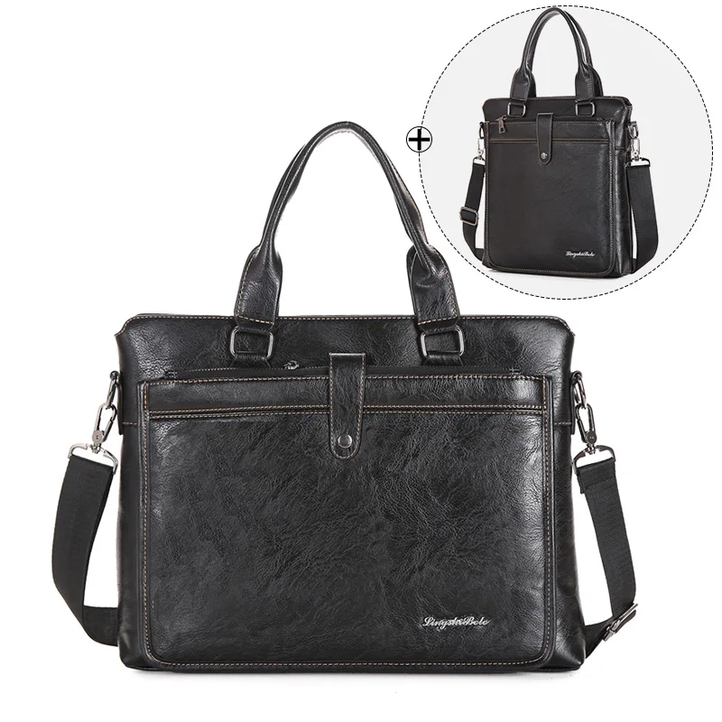 

Bussiness Men leather Briefcase for 14'' Laptop PU leather shoulder bag for men Simple men handbag 2019 New men crossbody bag