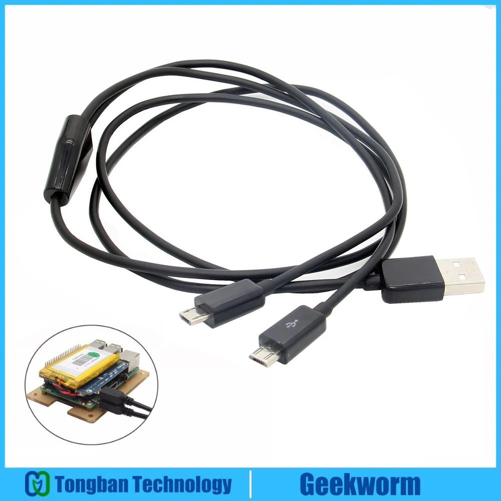 Geekworm Raspberry Pi один USB на два Micro usb зарядный кабель для Raspberry Pi UPS HAT Плата расширения питания/Raspberry Pi 3