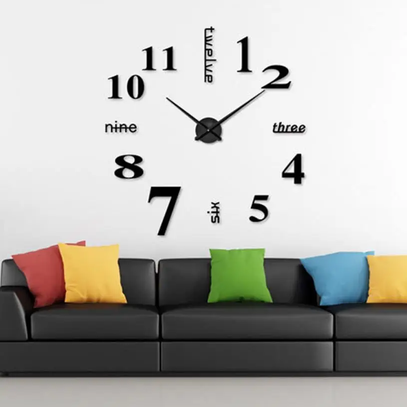 Acrylic Modern 3d diy stickers wall clock clocks home decoration mirror