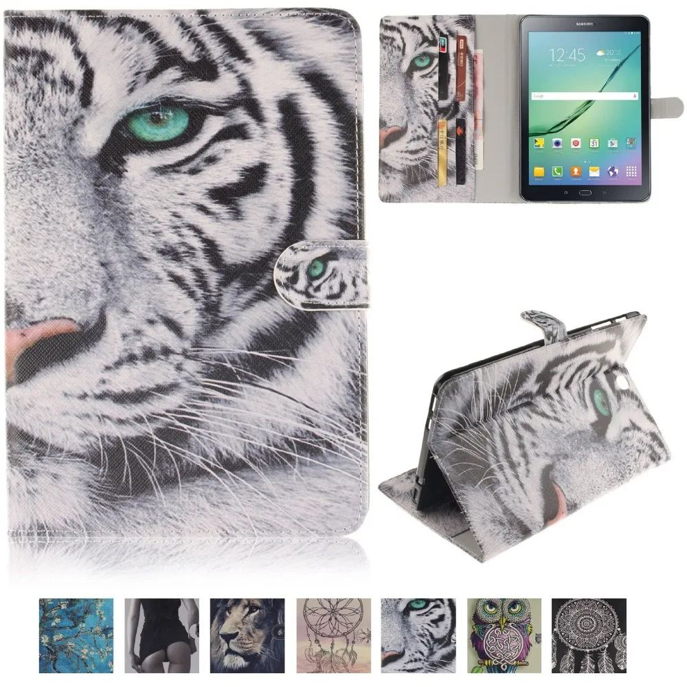 

For Galaxy Tab S2 9.7 Case Colorful Painting Stand Folio Cover Wallet Case for Samsung Tab S2 9.7 T810 T815 Coque Funda