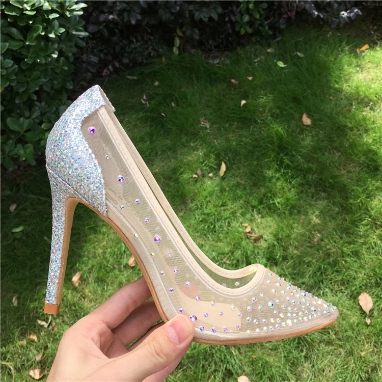 Craylorvans Women Pumps 2017 Transparent 12.5cm High Heels Sexy Pointed Toe Slip-on Clear Wedding Dress Shoes For Lady Size 43 (2)07