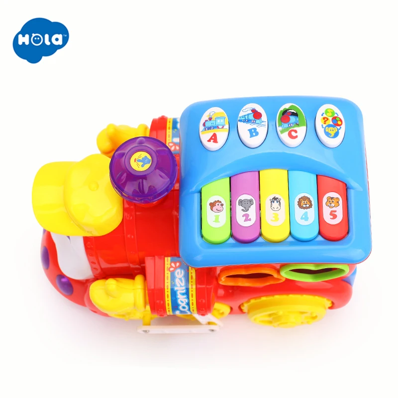 HOLA 556 Baby Toys IQ Train On Wheels Electric Toy with Light & Music Learning Educational Toys for