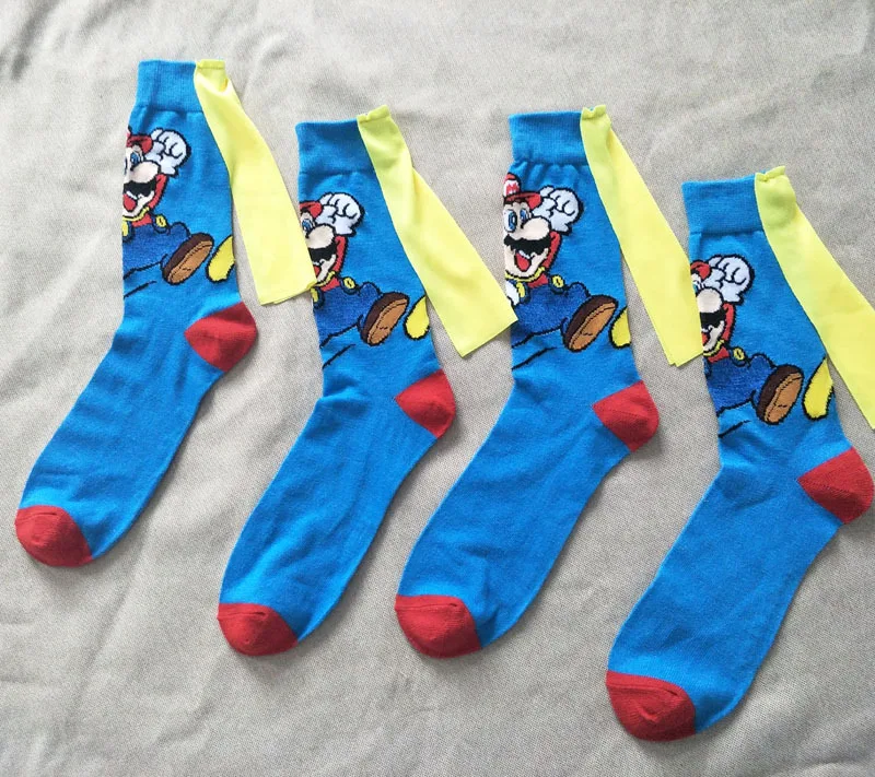 

Cartoon Donkey Kong Super Mario Socks With Cape Women Men Knee-High Socks Funny Mushroom Mario Bros Casual Crew Socks