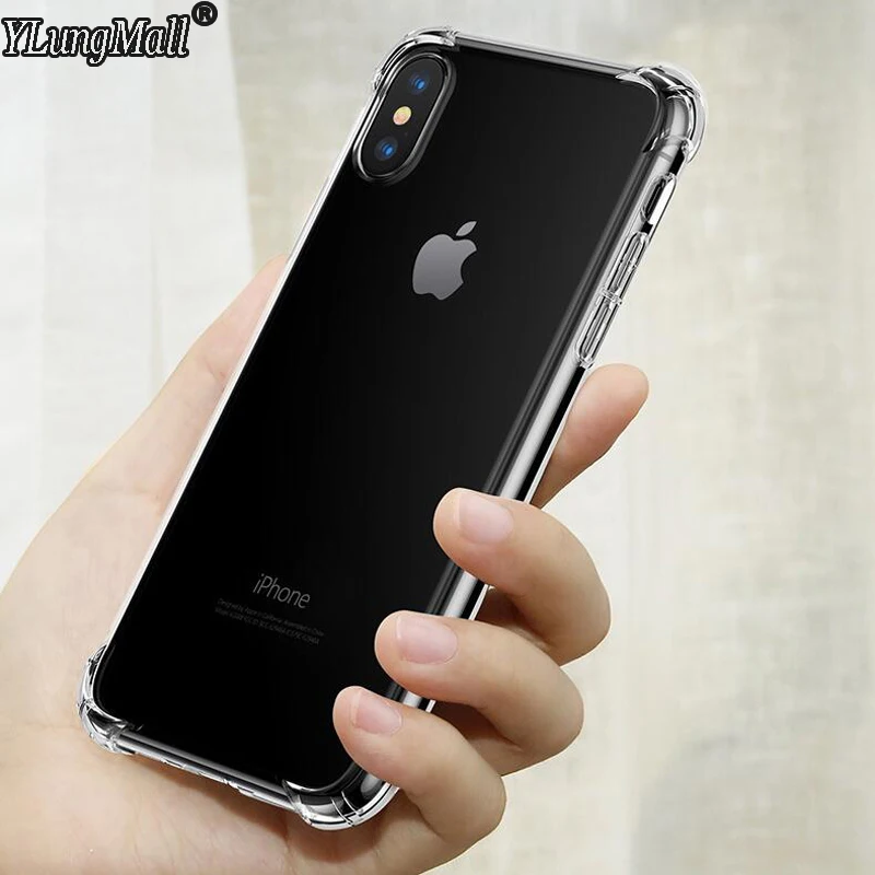 

Heavy Protector Phone Case For iPhone 8 7 6 6s Plus Transparent Soft TPU Cases Back Cover iPhone X Xs Max Xr Clear Silicone Case