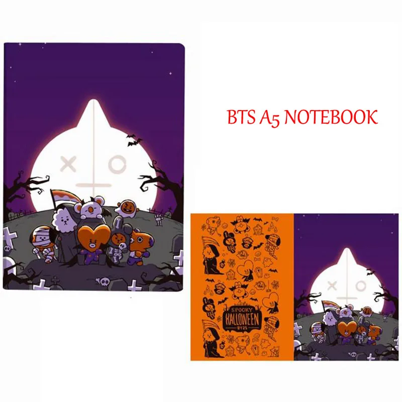 

1 Pcs Hot Sale Kpop A5 BTS Notebook Halloween Day Cartoon Cover Poster Note Book Star Diary Planner Students Stationary