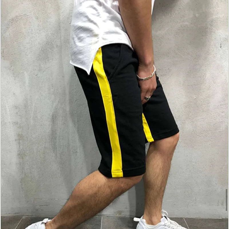 

Summer men Leisure Men Knee Length Shorts Color Patchwork Joggers Short Sweatpants Trousers Men Bermuda Shorts roupa masculina