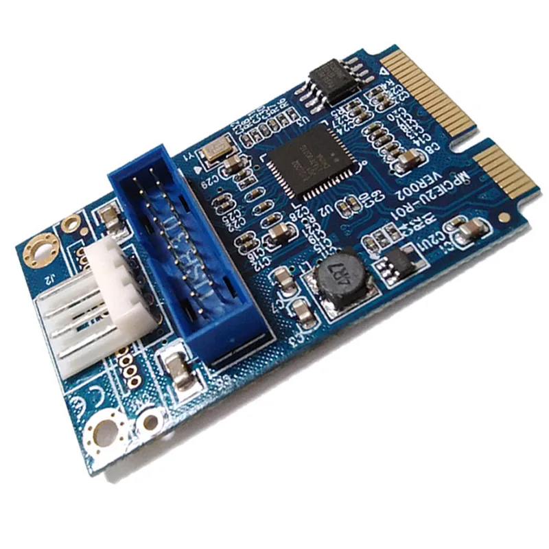 Материнская плата En-Labs Mini PCI Express to Dual USB 3,0 20-pin Add On Card Add On, Mini PCIe PCI-e to 2 ports USB w/Molex power