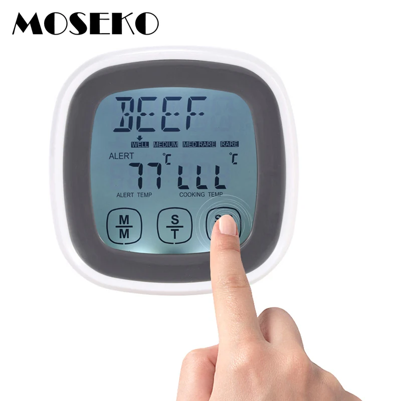 MOSEKO бытовые цифровые мясо сенсорный Экран термометр Еда Зонд для печи барбекю
