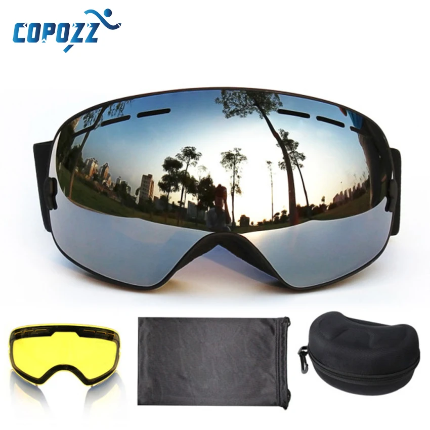 COPOZZ العلامة التجارية للتزلج نظارات 2 مزدوجة عدسة مكافحة الضباب UV400 كبيرة كبيرة كروية نظارات الجليد الرجال النساء التزلج نظارات واقية من الثل...