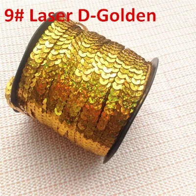 100 ярдов/партия 6 мм лазерные блестки для шитья на обшивке плоские круглые Блестки в рулоне для украшения ремесла аксессуары для одежды - Цвет: laser Dark Golden
