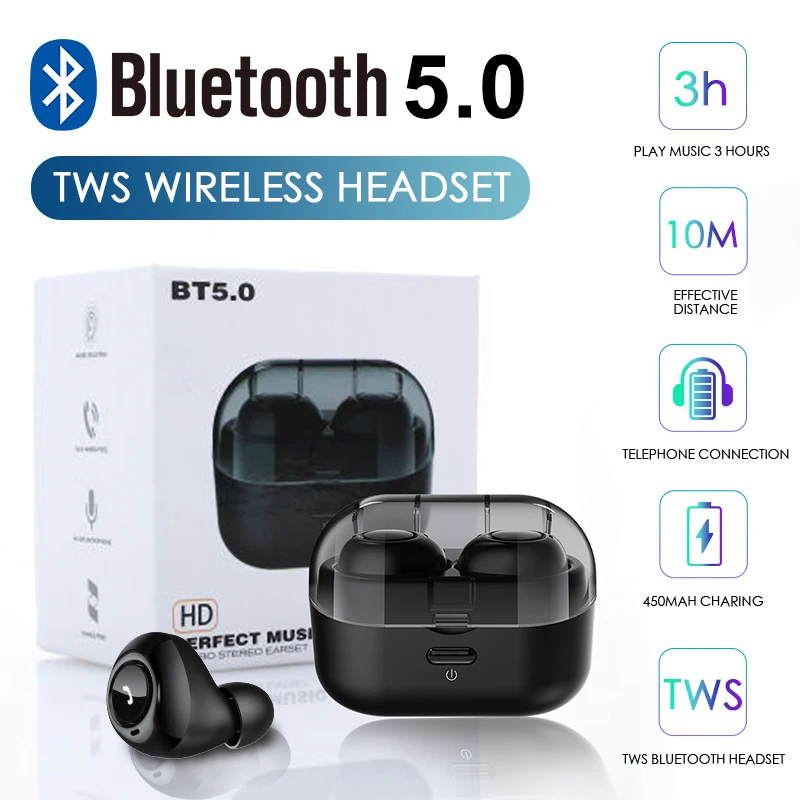 Bluetooth наушники TWS V5.0 водонепроницаемые беспроводные стереогарнитура с двойным
