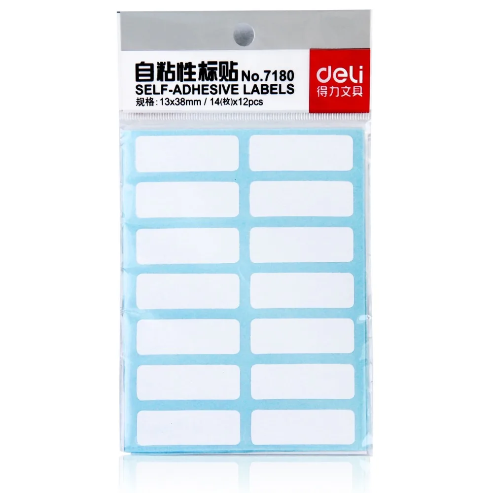 

1 Pack 12 Sheets White Color Self Adhesive Sticker Label 13x38mm Paper Labels For Office And School Easy To Write Deli 7180
