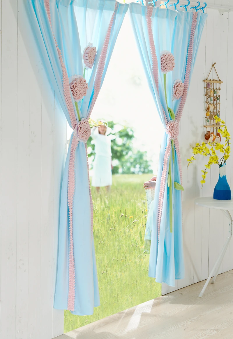 

Home Decoration velvet Fabric Window door wall sheer Curtains Valance dimensional Flowers Romantic Princess beautiful curtain