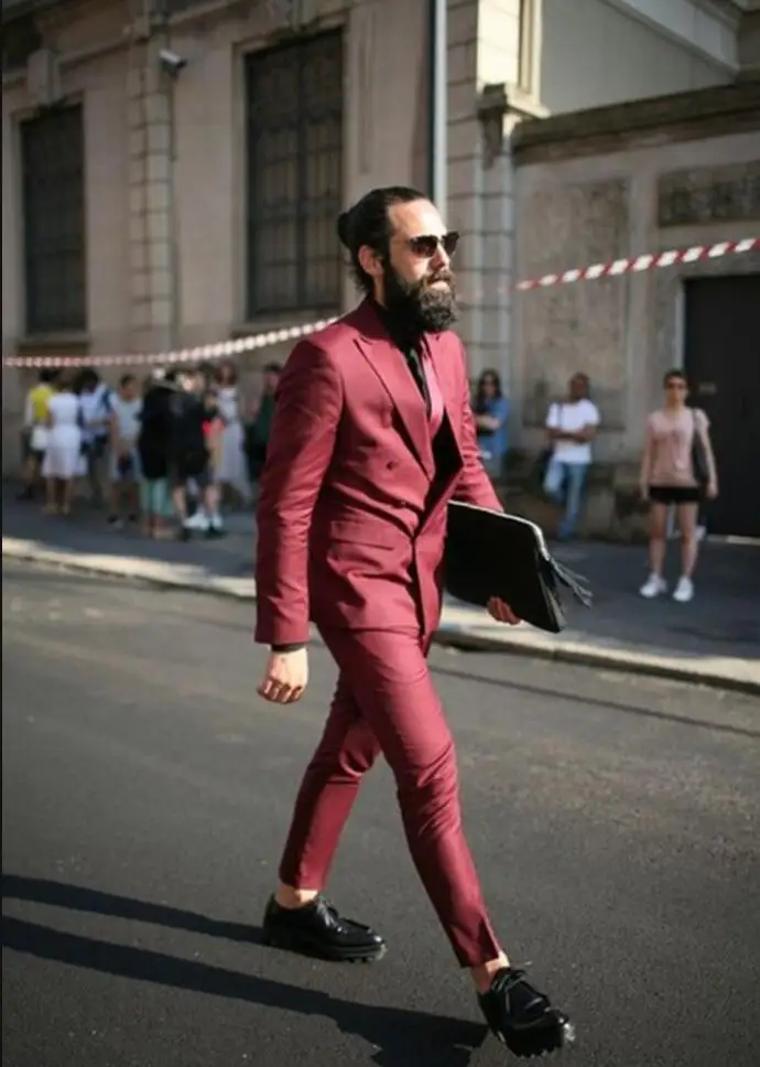 2019 Latest Designed Men's suits Fashion Burgundy Double Breasted Slim Fit 3 Pieces Tuxedo Casual Fashion Custom men Suits