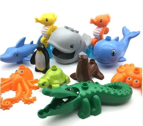 

Big size Building Blocks DIY accessory children Toys Compatible with Duplo ocean Animals zoo Bricks