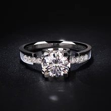 Pure 14K White Gold 1ct 2ct 3ct Moissanite Ring VVS1 round brilliant cut Diamond Engagement wedding Anniversary Ring For Women цена Pure 14K White Gold 1ct 2ct 3ct Moissanite Ring VVS1 round brilliant cut Diamond Engagement wedding Anniversary Ring For Women цены онлайн