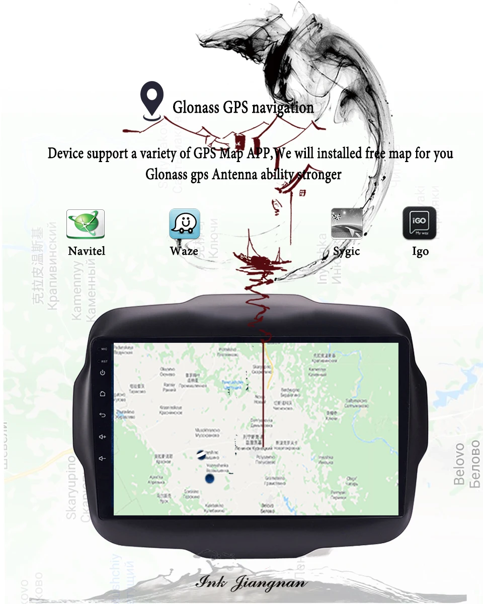 Top 9" Android 9.0 Car DVD Video Player GPS For Jeep Renegade 2015 2016 2017 2018 radio audio stereo headunit navi bluetooth 4G SIm 7