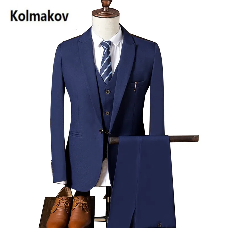 KOLMAKOV 2017 new men's high quality fashion Single button suits men,Classic men's suit business