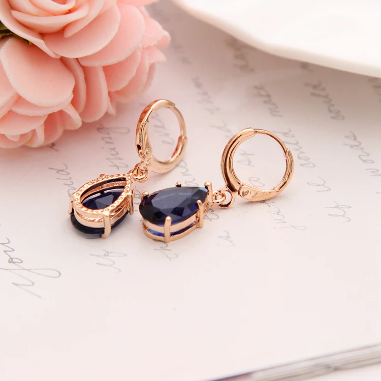 Женские серьги с фианитом ZOSHI маленькие подвески золотого цвета фианитом|earrings