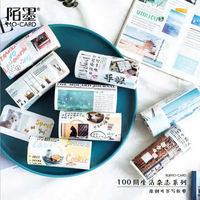 

10 cm Wide Scenery/Delicious food Travel Magazine Planner Washi Tape Adhesive Tape DIY Scrapbooking Sticker Label Masking Tape