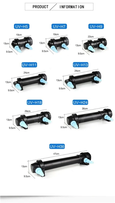 Аквариумная UV-C лампа освещение аквариум фильтр насос светло-зеленая машина для уничтожения стерилизатор Аквариум убивает водоросли, бактерии 5 Вт-36 Вт - Цвет: 9W
