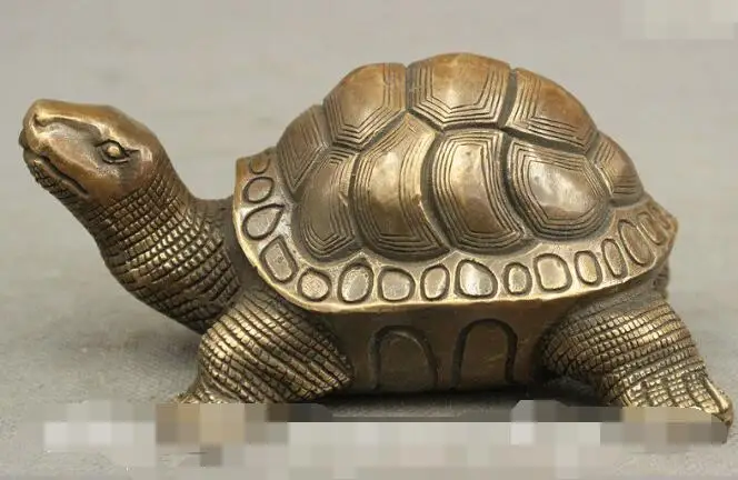 

S7346 Folk Chinese Fengshui Bronze Copper Sea Turtle Longevity Tortoise Animal Statue D0317