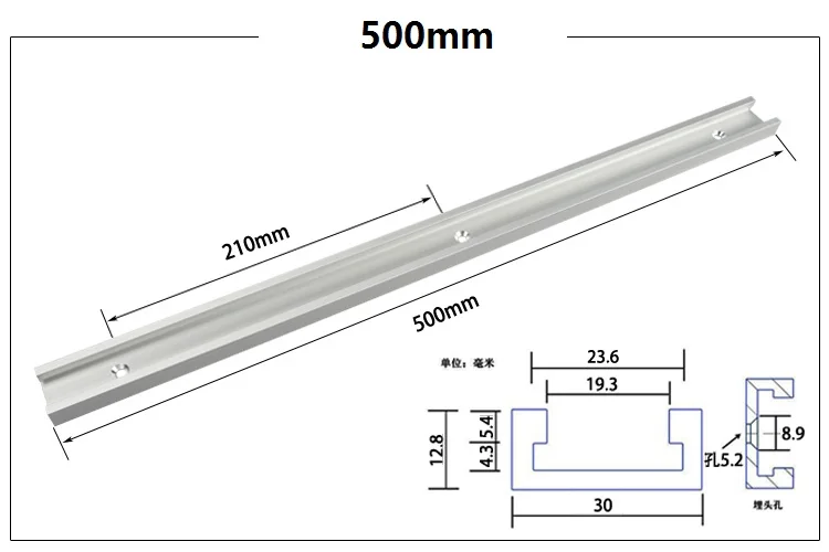 Новинка 300 мм 400 мм 500 мм 600 мм 800 мм Стандартный Алюминиевый Т-образный трек, Торцовочная Дорожка/Слот для стола маршрутизатора - Цвет: 500mm