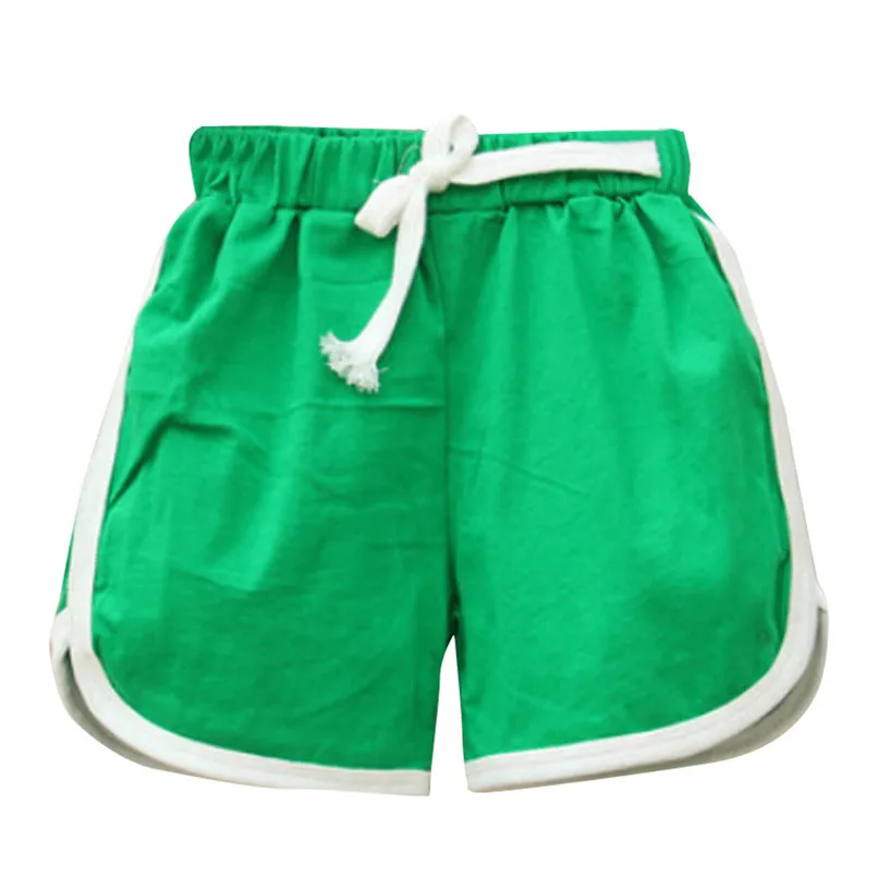 Летние шорты для мальчиков и девочек, 5 цветов однотонные пляжные шорты ярких цветов для маленьких девочек и мальчиков, костюм для От 2 до 6 лет, M8Y10# FN - Цвет: Зеленый