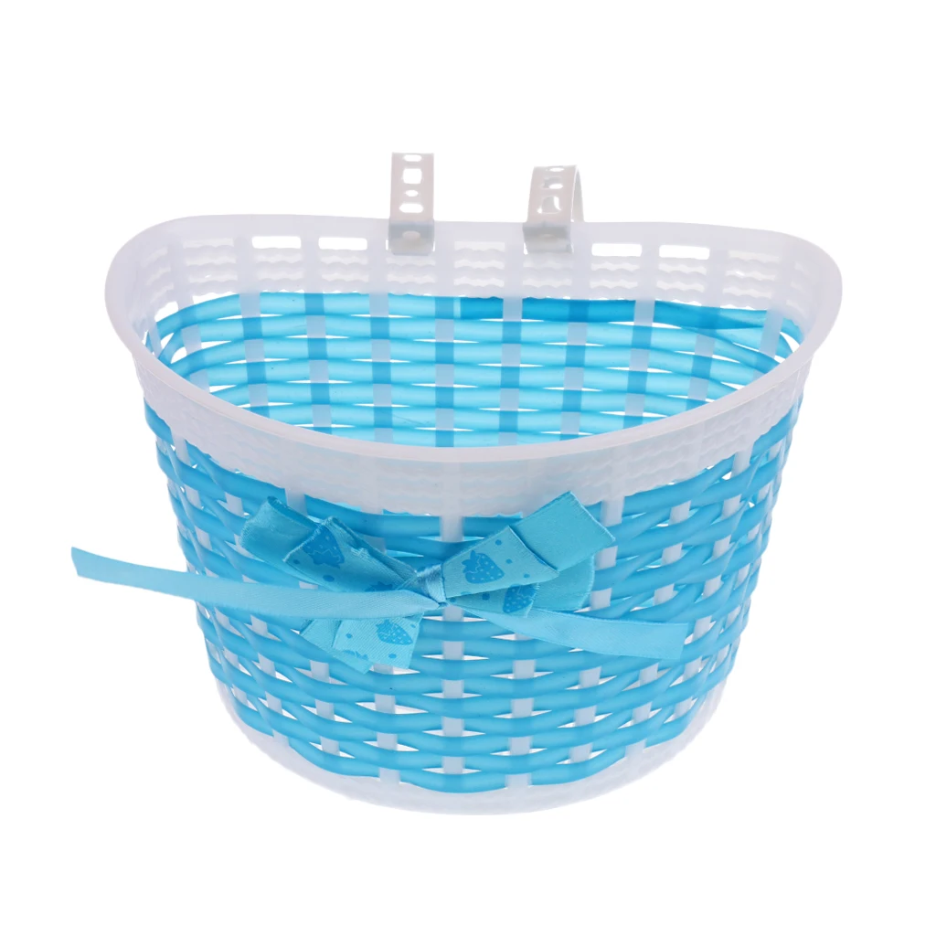 Kids Cycling Bike Bicycle Handlebar Bag Front Basket Pouch Detachable + 2 Pieces Children Girls Boys Handlebar Streamers Blue