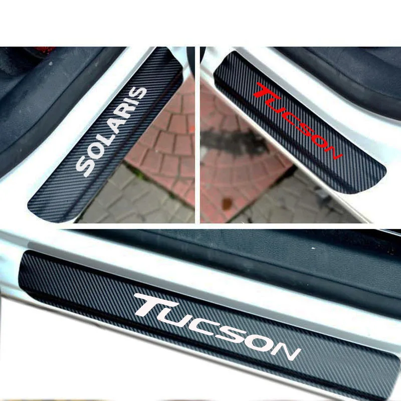 4PCS carbon fiber vinyl sticker Car Door Sill Scuff Plate For Hyundai solaris tucson Auto Parts Accessories 4PCS carbon fiber vinyl sticker Car Door Sill Scuff Plate For Hyundai solaris tucson Auto Parts Accessories