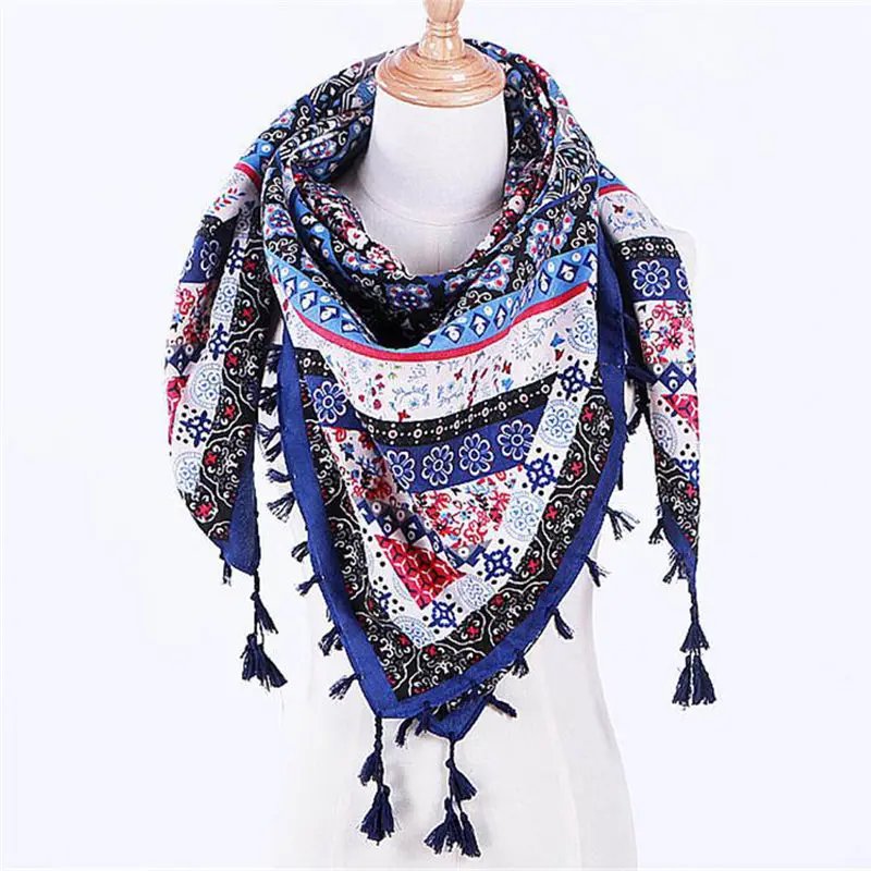 Fashion Lady Women Floral Prints Tassel Shawl Scarf Printed women's scarves handkerchief hijab scarf 40FE2713