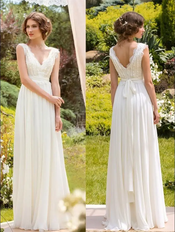 Summer A Line Lace Chiffon Informal Boho Beach Wedding Dresses Summer A Line Lace Chiffon Informal Boho Beach Wedding Dresses Vestido De Noiva 2016 Flowy Bohemian Robe Mariee New In From