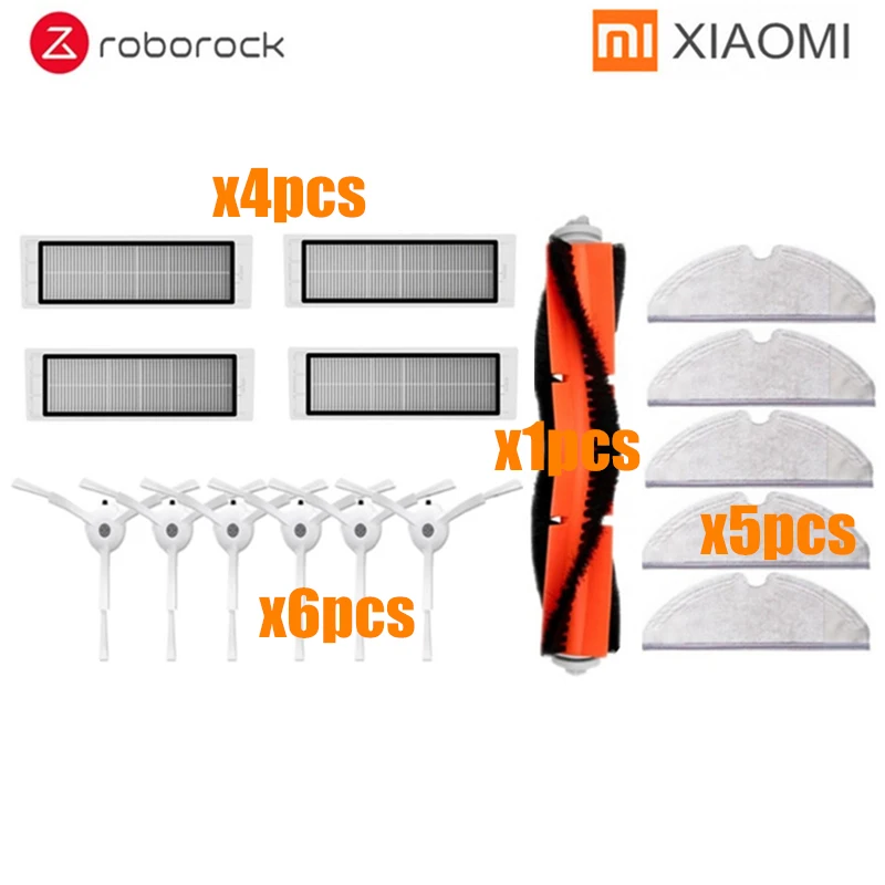 Для Xiaomi Roborock S50 Запчасти для пылесоса боковая щетка+ HEPA фильтр+ основная щетка+ фильтр резервуара для воды+ тряпки для швабры аксессуары для Roborock - Цвет: roborockMOPZUHE16