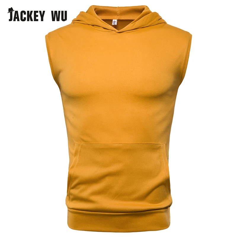 JACKEYWU Спортивная майка Мужская 2019 модная Толстовка без рукавов тонкая однотонная