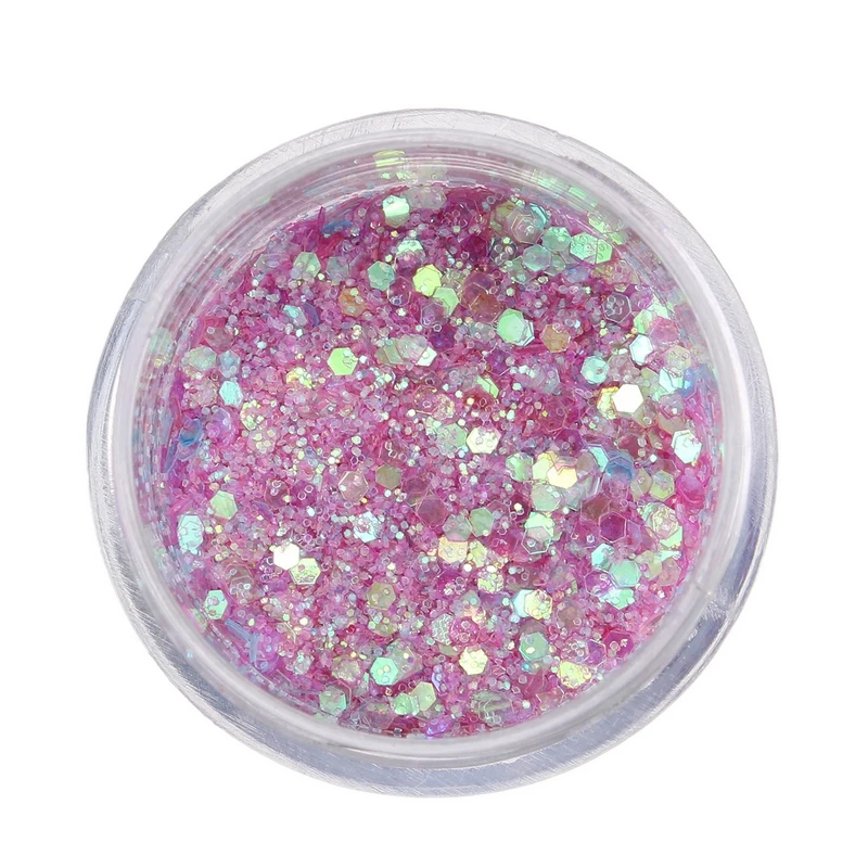 10ml Wholesale 4 Colors Nail Art chunky Glitter Bling Bling Mermaid Holographic Glitter Chunky Mix Flake Nail Art Face Eye Body