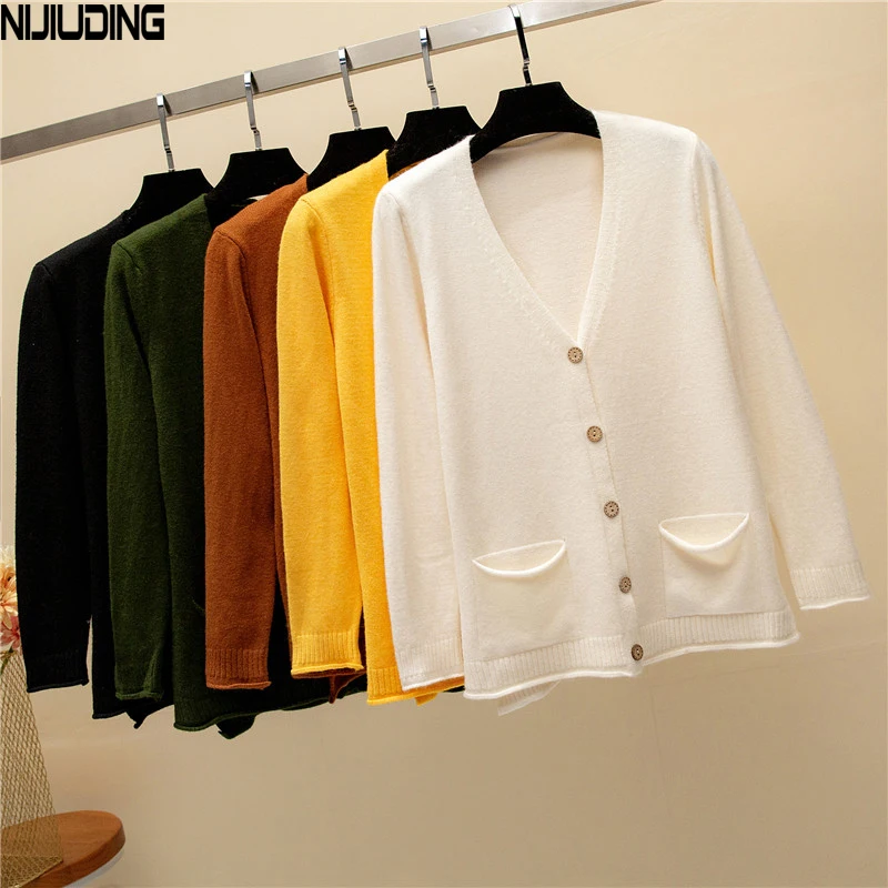 2018 New Fashion Spring Autumn Women Cardigan Sweaters Long sleeve Single-breasted V-neck stitching Solid Knitted Top Clothing (1)