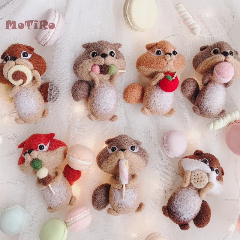 

MoTiRo,Non-Finished Felt Material DIY Package,Greedy Squirrel Series Wool Felt Poked Kitting For Pendant/Ornaments/Gift Handmade