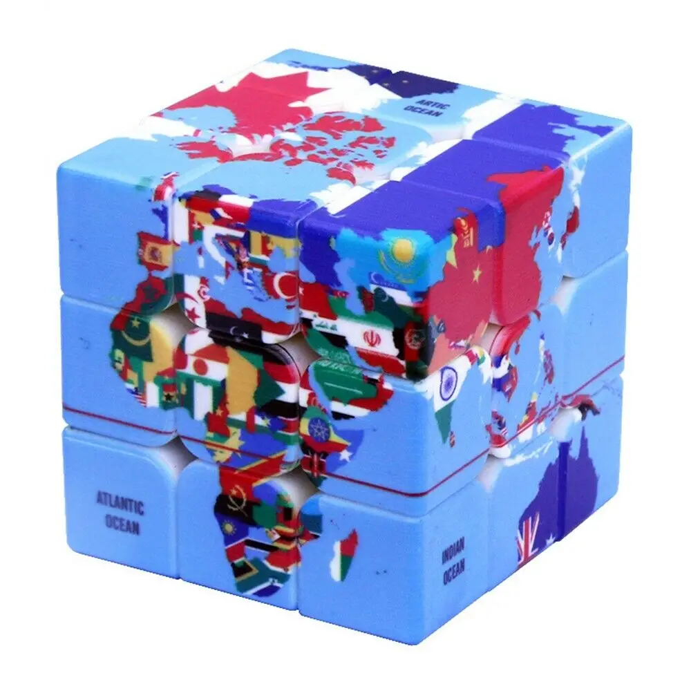 

Speed World Map National Flag 3x3x3 Design Magic Cube 3D IQ Games Twist Puzzle Relief Effect Toy Fancy Cubic Brain Teaser 3x3