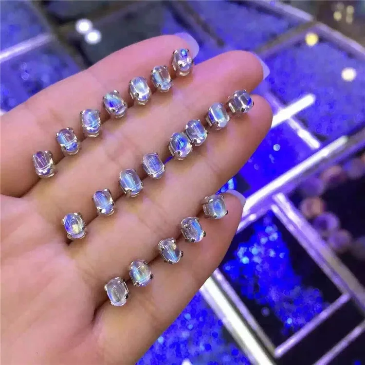 Choi bao ювелирные изделия натуральный лунный камень синего цвета серьги, 925 серебряные серьги стерлингового серебра серьги аксессуары