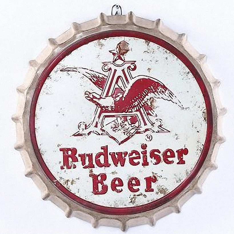 Budweiser пивная большая 3D крышка для пива жестяная табличка с логотипом винтажная