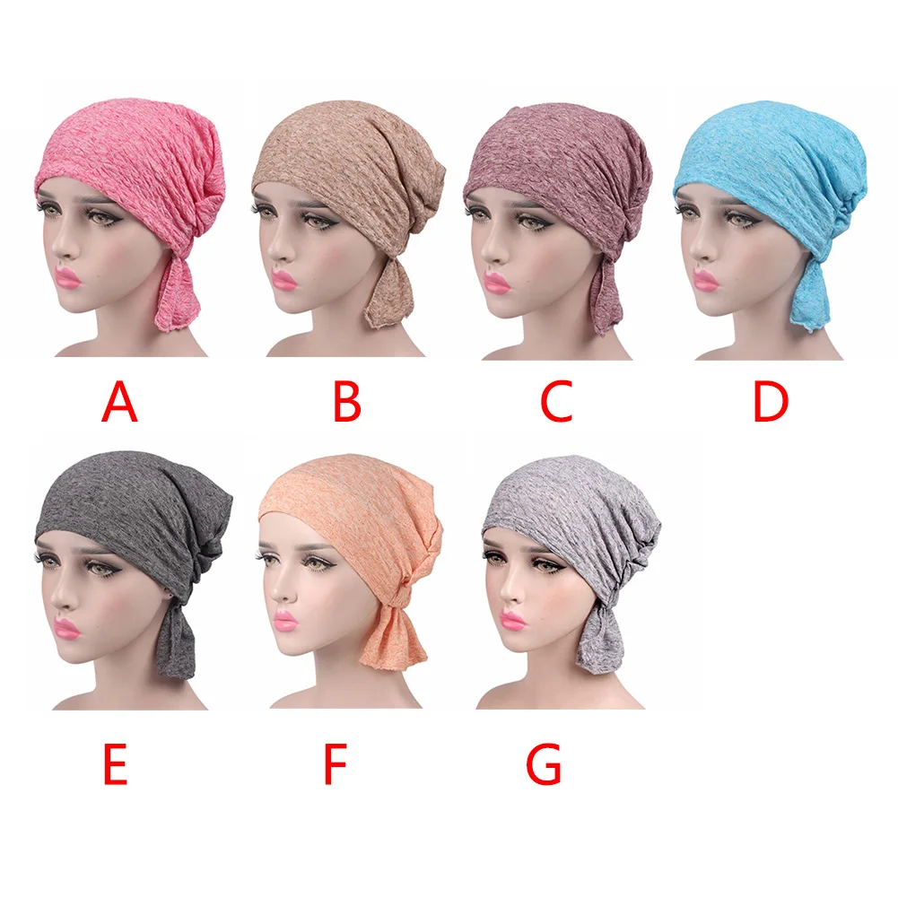 Chemo Cap Turban Gift Soft Stretch Knitted Muslim Hijab Hair Loss Cotton Women Hat Ladies Scarf Wrap