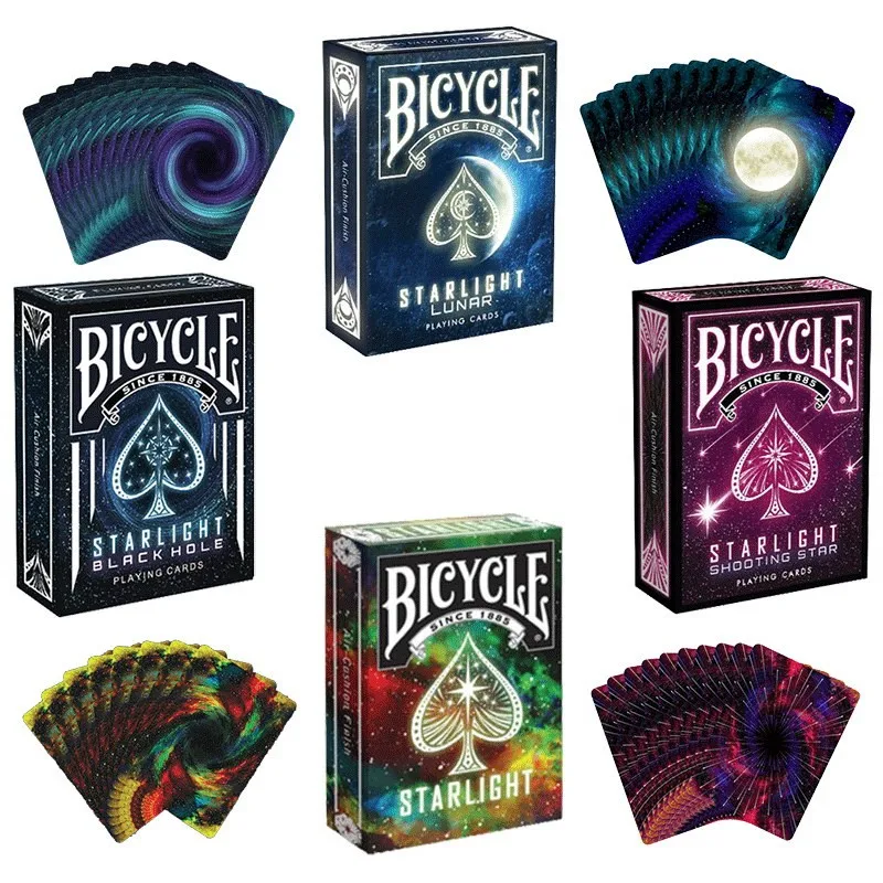 Koop 1 st Fiets Poker 4 Stijl Kiezen Starlight Shooting star Zwart Gat lunar Dek Fiets Speelkaarten USPCC Limited Edition magic