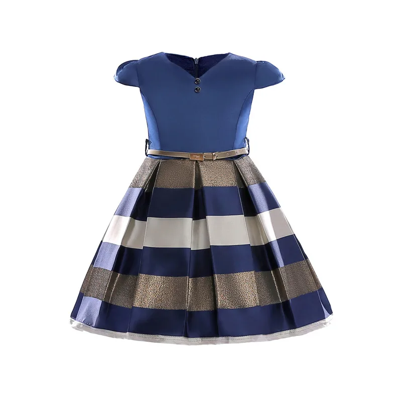 Hot Sell Baby Girl Formal Bow Dresses Female Kids A-line Sleeveless Princess Stripe Cotton V-Neck Dress Childrens Clothes11