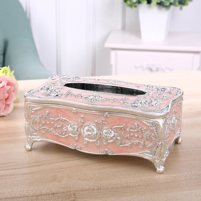 Minicartshop European Style Acrylic Crown Tissue Box Luxury Facial Tissue Box Paper Holder Organizer for Home Office Hotel Car Pink, Gold