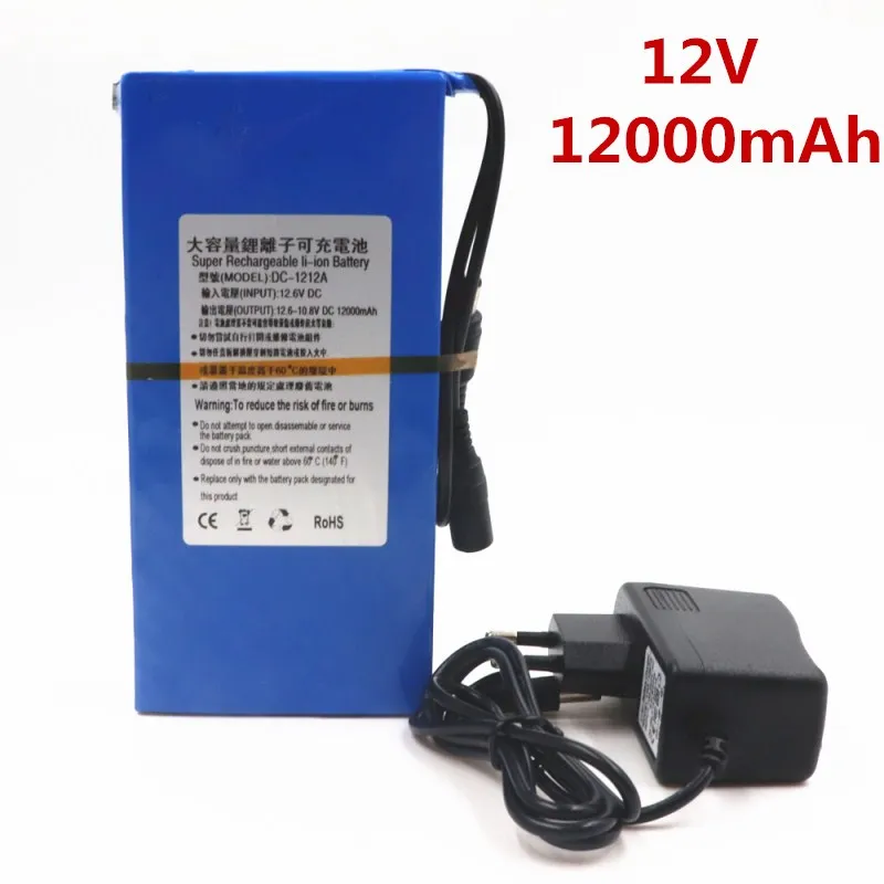 DC 1212A 12 V 12000 MAH перезаряжаемый аккумулятор высокого качества портативный литий-ионный аккумулятор с штепсельной вилкой США/ЕС Прямая+ зарядное устройство