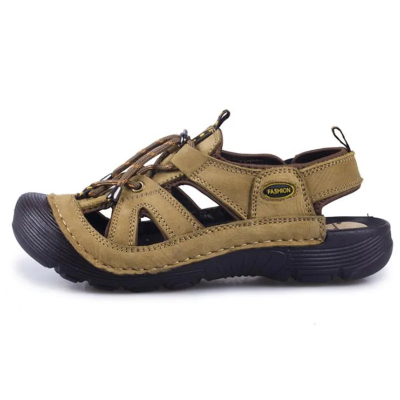 

2018 Men's Summer Leather Outdoor Hiking Trekking Sandals Sneakers For Men Water Beach Sea Fishing Mountain Shoes Sandals Man