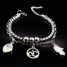 Модные браслеты из нержавеющей стали для глаз злой хамсы женские цвет серебра талисман ювелирные изделия, браслеты bijoux femme B17969