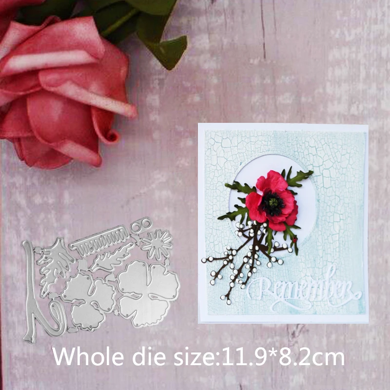 

11.9*8.2cm poppy flower Metal Steel Cutting Dies for DIY Embossing Scrapbook Paper Craft Cards stencil stamps Dies