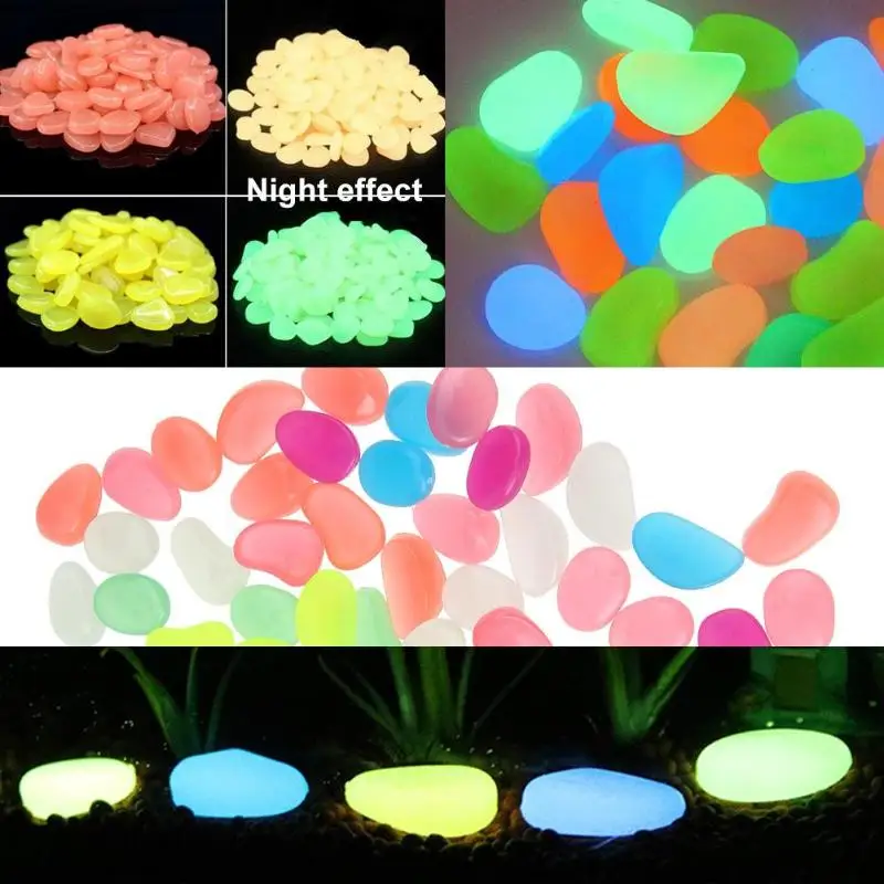 100/50pcs Glow In The Dark Luminous Pebbles Stones for Wedding Party Event Supplies Gardening Swimming Pool Bar Decoration Rocks